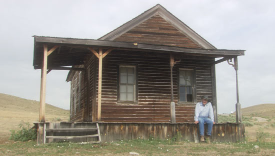 Dayton at the one-room schoolhouse which he preserved.